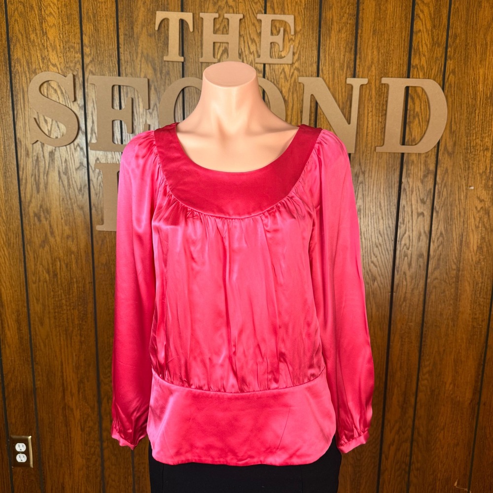 Pink Romantic Silk Blouse INC International Concepts Womens 8P Chic Old Money